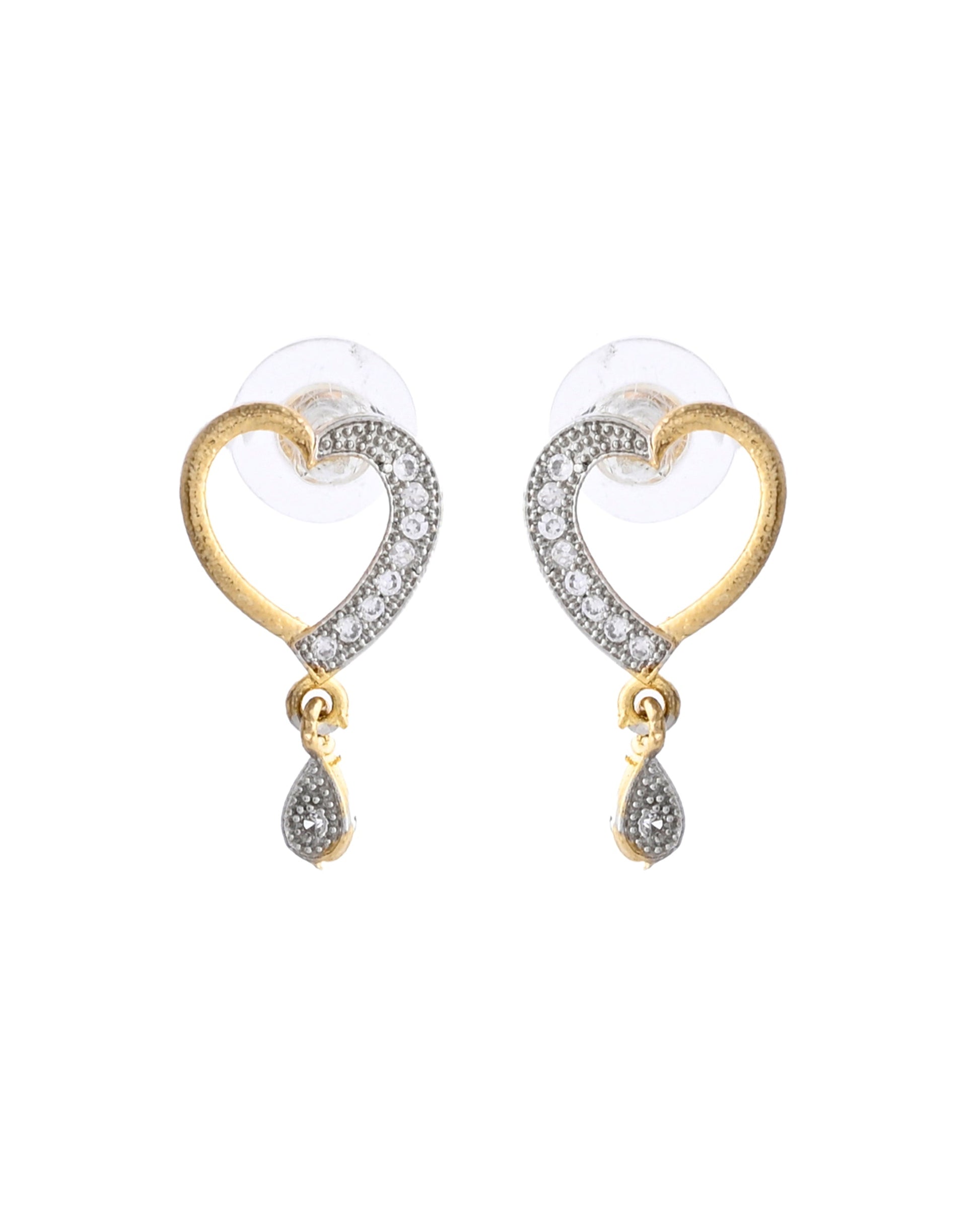 VOJ Dual Tone AD Stone Studded Heart Shaped Chain Set With Pendant | Swadesiicart
