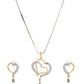VOJ Dual Tone AD Stone Studded Heart Shaped Chain Set With Pendant | Swadesiicart