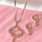 VOJ Dual Tone AD Stone Studded Heart Shaped Chain Set With Pendant | Swadesiicart