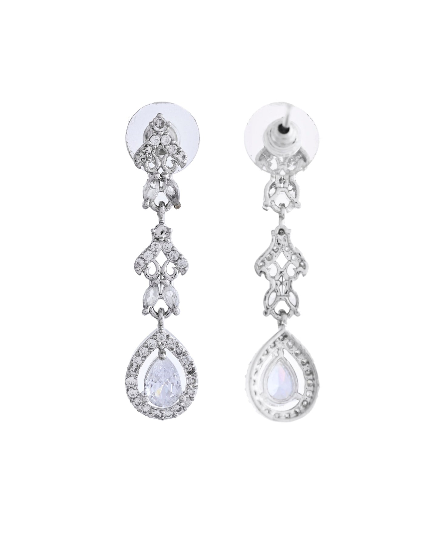 VOJ Silver Plated Elegent Designer AD Jewellery Set - Swadesiicart