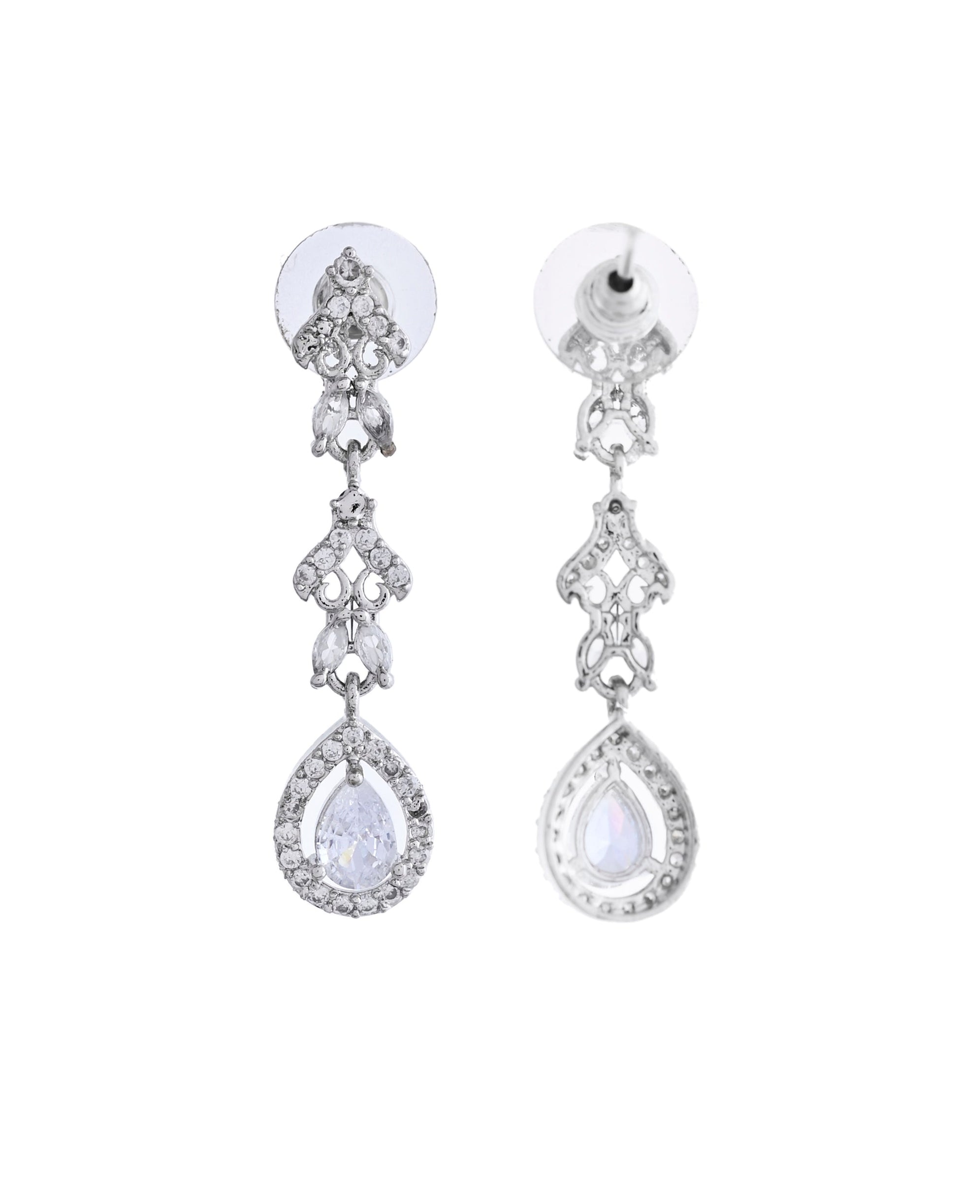 VOJ Silver Plated Elegent Designer AD Jewellery Set - Swadesiicart