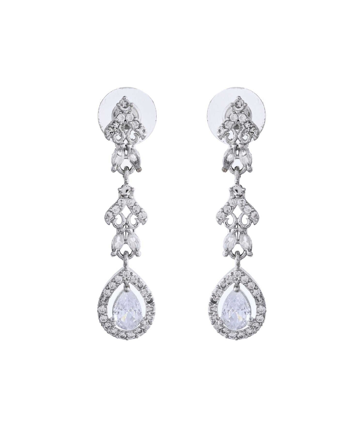 VOJ Silver Plated Elegent Designer AD Jewellery Set - Swadesiicart