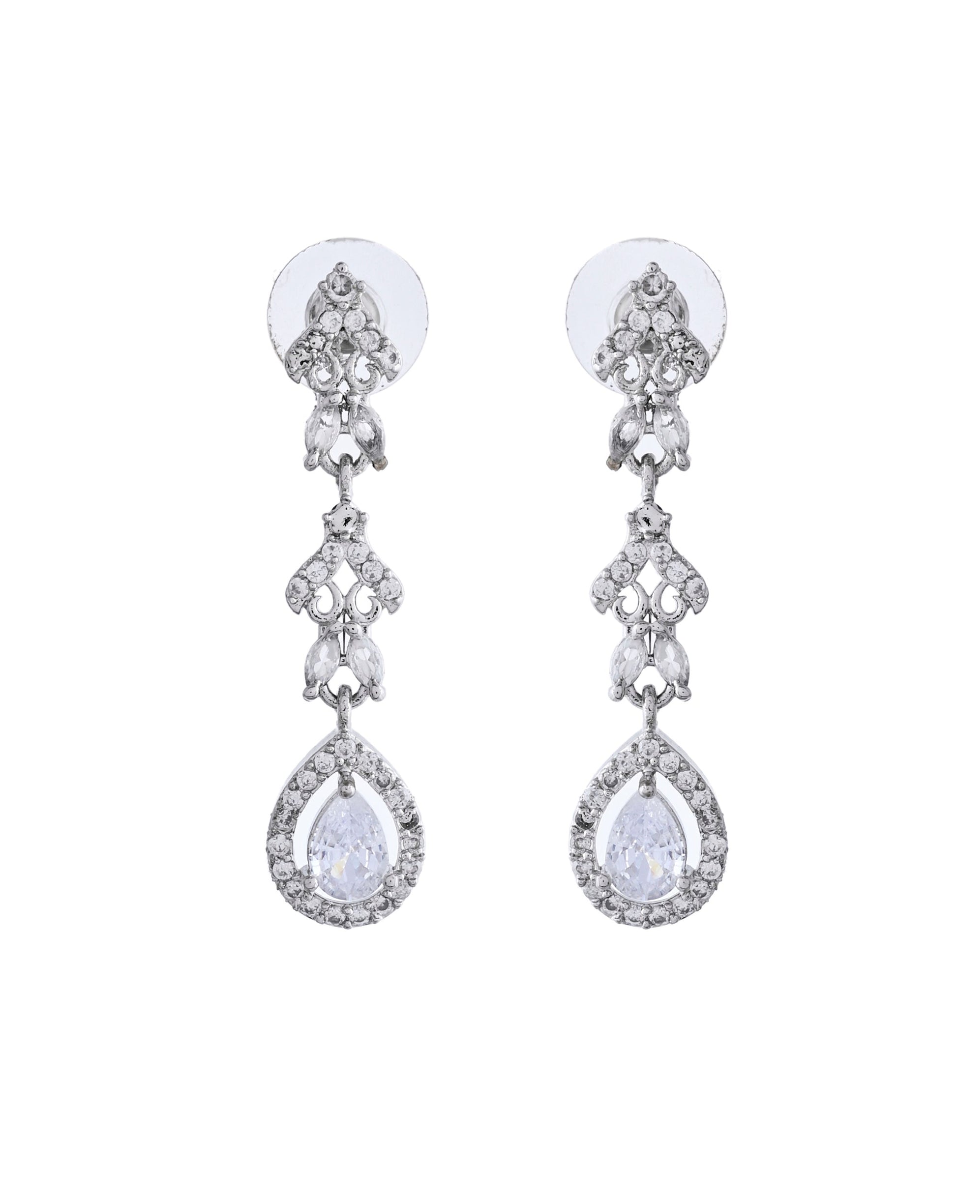 VOJ Silver Plated Elegent Designer AD Jewellery Set - Swadesiicart