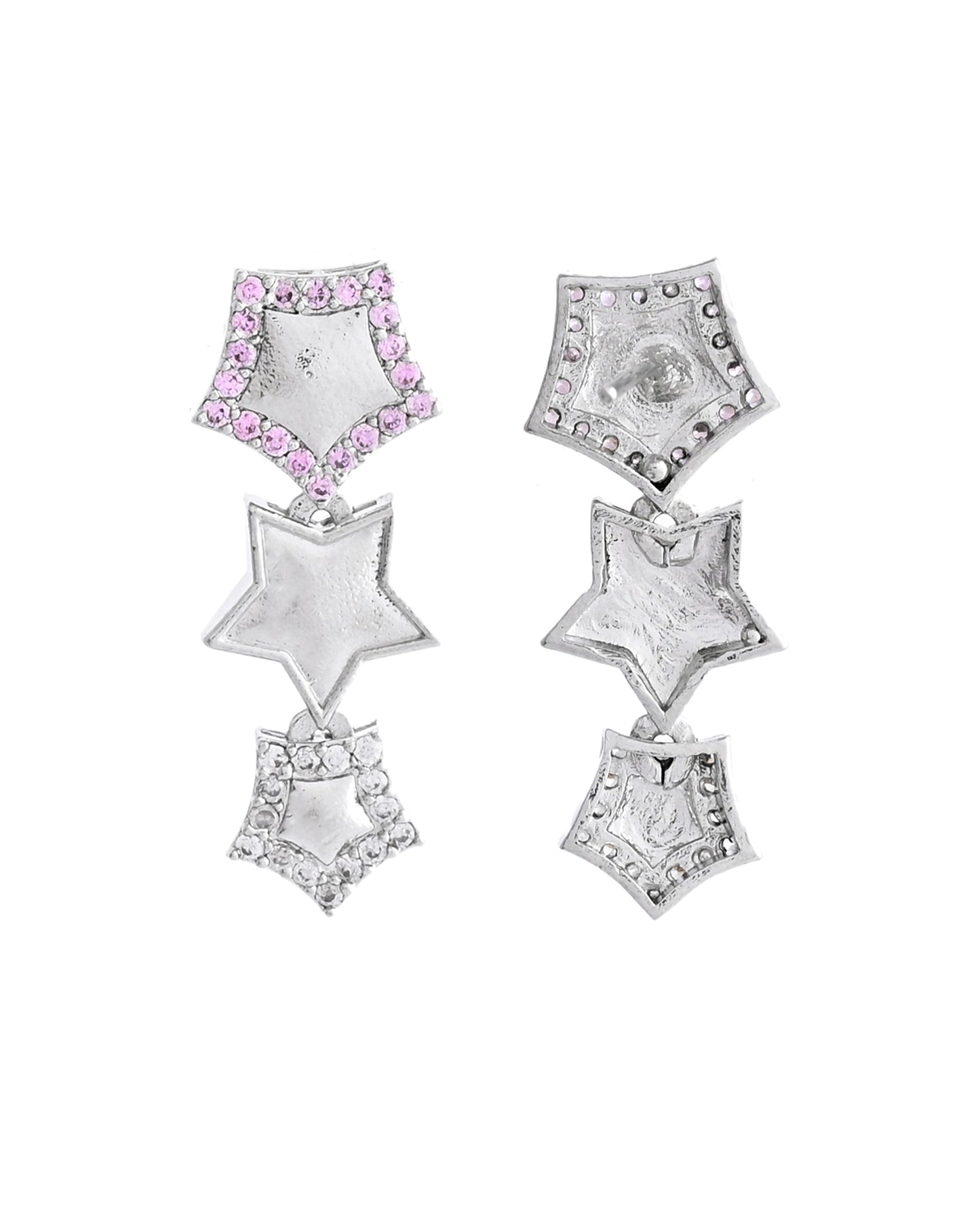 VOJ Silver Plated Star Shaped Necklace With Earrings Set - Swadesiicart