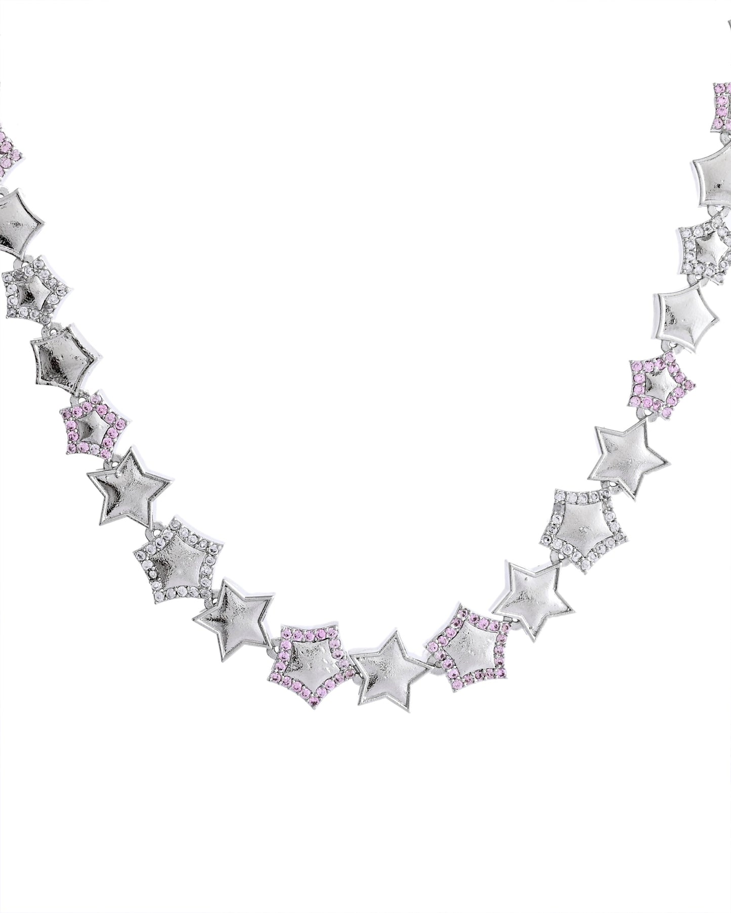 VOJ Silver Plated Star Shaped Necklace With Earrings Set - Swadesiicart