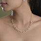 VOJ Gold-Polished Geometrical AD Jewellery Set - Swadesiicart