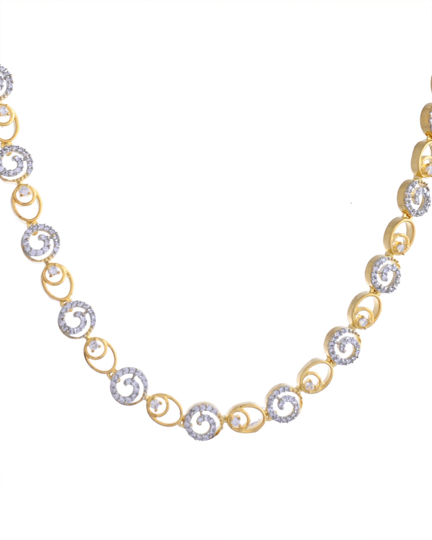 VOJ Gold-Polished Circular AD Jewellery Set - Swadesiicart
