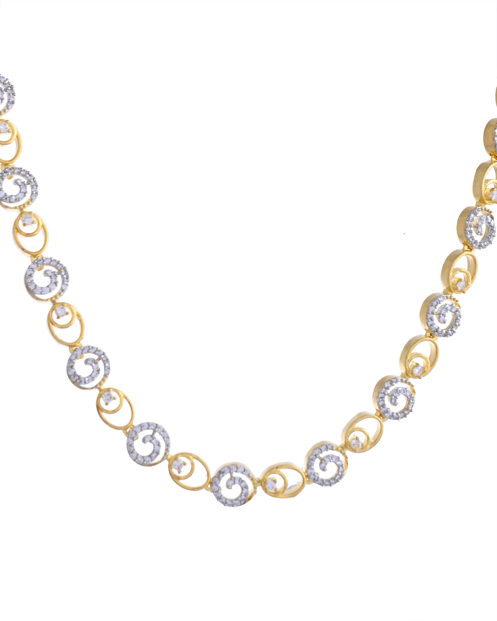 VOJ Gold-Polished Circular AD Jewellery Set - Swadesiicart