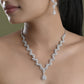 VOJ Silver Plated Tear Drop Shaped AD Necklace With Earrings Set - Swadesiicart