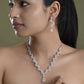 VOJ Silver Plated Tear Drop Shaped AD Necklace With Earrings Set - Swadesiicart