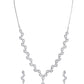 VOJ Silver Plated Tear Drop Shaped AD Necklace With Earrings Set - Swadesiicart