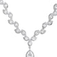 VOJ Silver Plated Tear Drop Shaped AD Necklace With Earrings Set - Swadesiicart