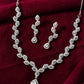 VOJ Silver Plated Tear Drop Shaped AD Necklace With Earrings Set - Swadesiicart