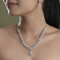 VOJ Silver Plated AD Stone Studded Necklace With Earrings Set - Swadesiicart