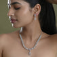 VOJ Silver Plated AD Stone Studded Necklace With Earrings Set - Swadesiicart