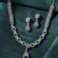 VOJ Silver Plated AD Stone Studded Necklace With Earrings Set - Swadesiicart