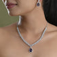 VOJ Silver Plated Purple Stone Studded AD Jewellery Set - Swadesiicart