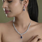VOJ Silver Plated Purple Stone Studded AD Jewellery Set - Swadesiicart