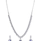 VOJ Silver Plated Purple Stone Studded AD Jewellery Set - Swadesiicart
