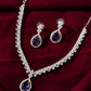 VOJ Silver Plated Purple Stone Studded AD Jewellery Set - Swadesiicart