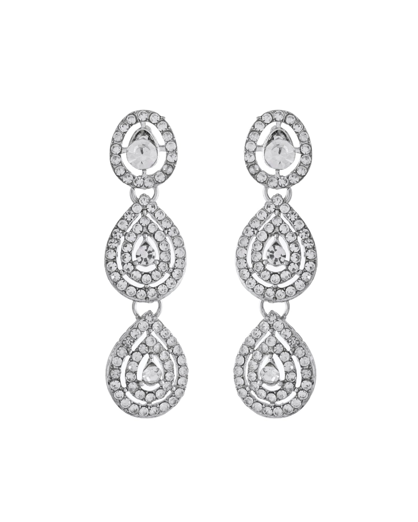 VOJ Sliver Plated American Diamond Studded Jewellery Set - Swadesiicart