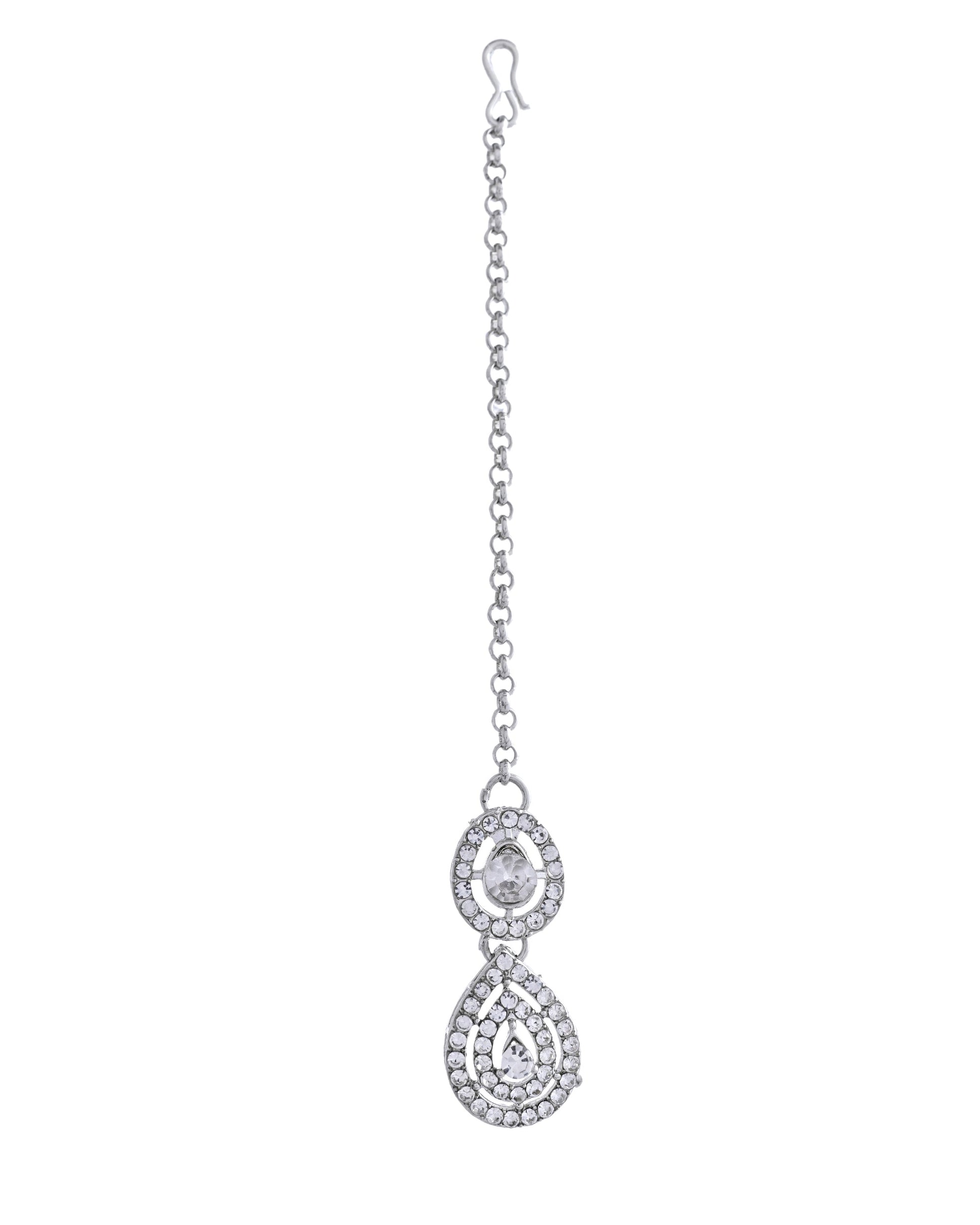 VOJ Sliver Plated American Diamond Studded Jewellery Set - Swadesiicart