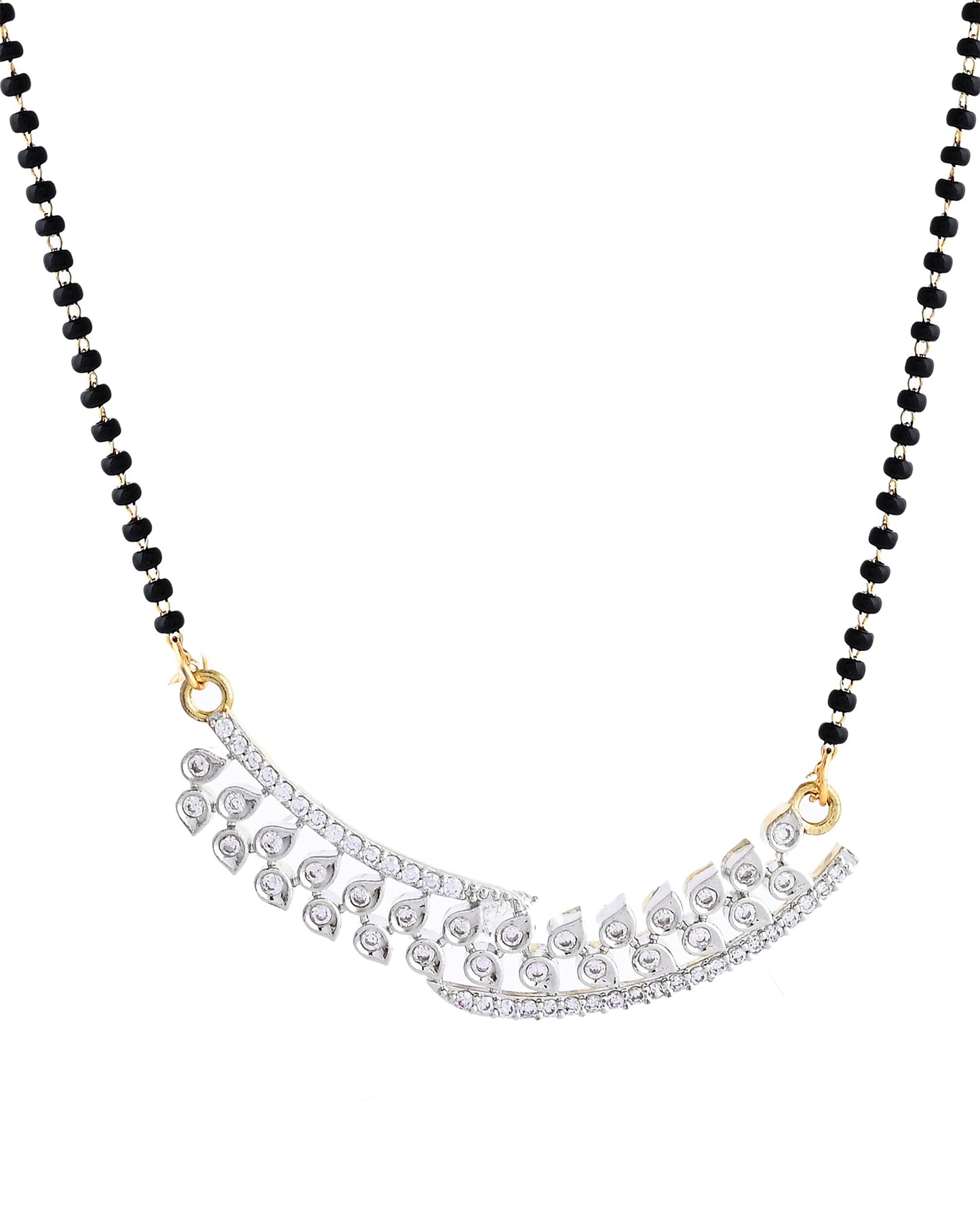 VOJ Silver Toned AD Stone Studded Designer MangalSutra Set - Swadesiicart