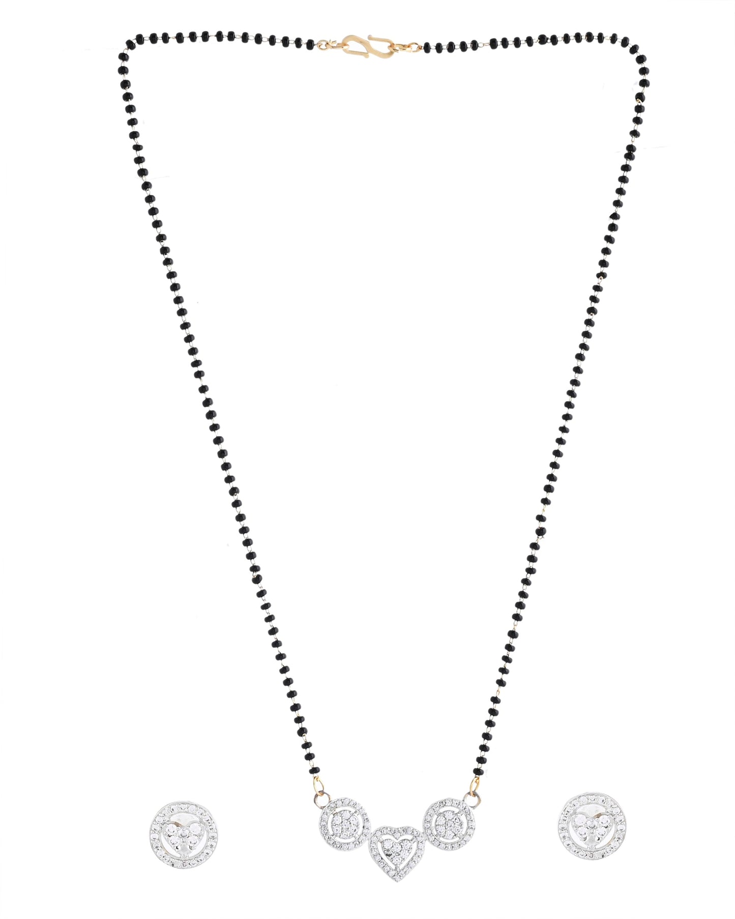 VOJ Gold Toned AD Stone Studded Heart Shape MangalSutra Set - Swadesiicart