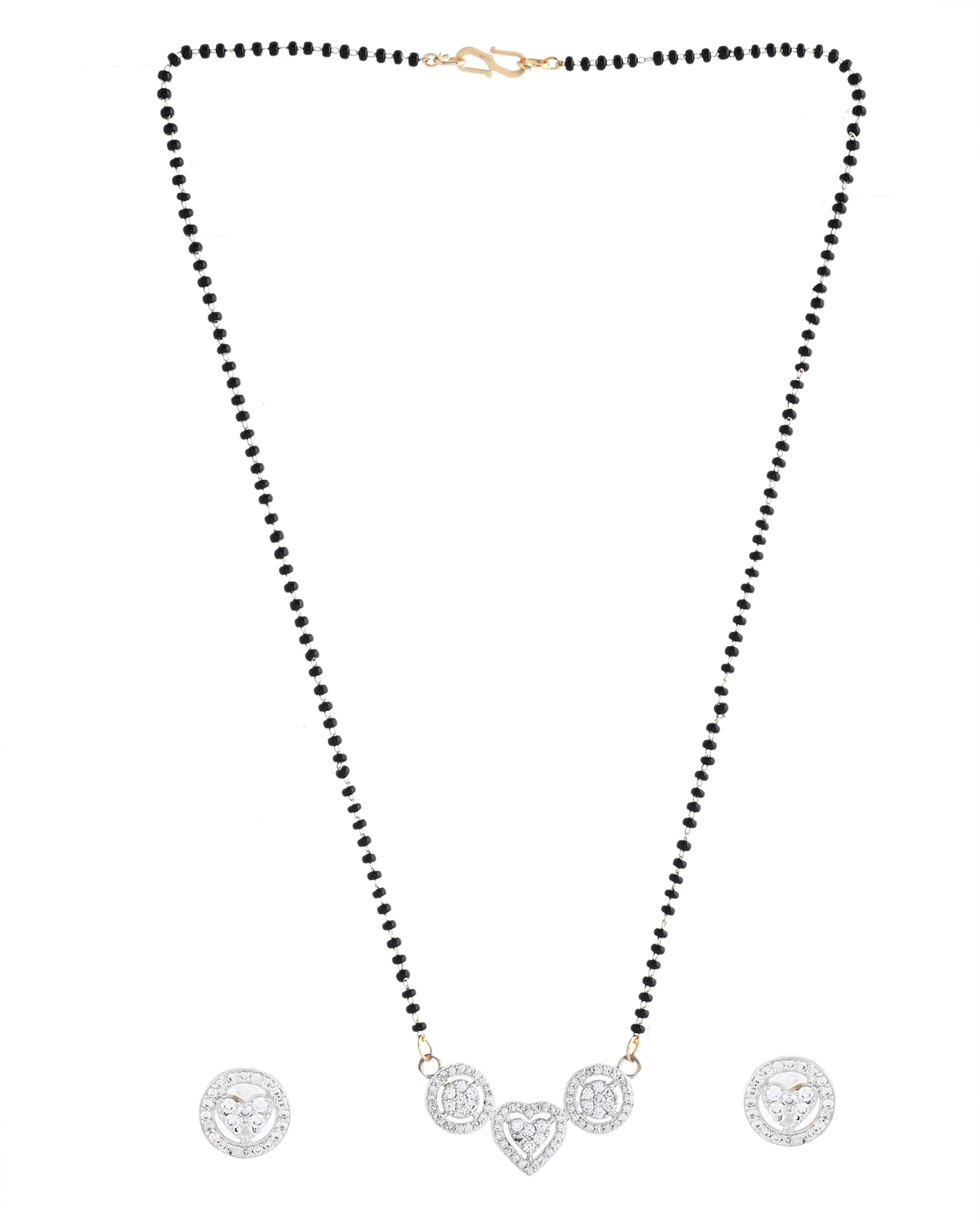 VOJ Gold Toned AD Stone Studded Heart Shape MangalSutra Set - Swadesiicart