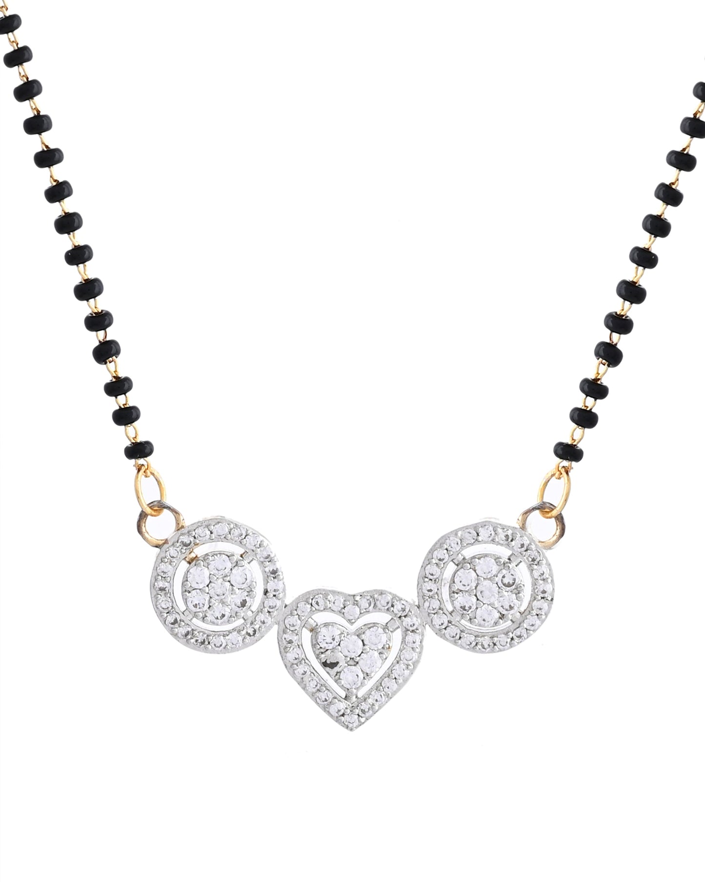 VOJ Gold Toned AD Stone Studded Heart Shape MangalSutra Set - Swadesiicart