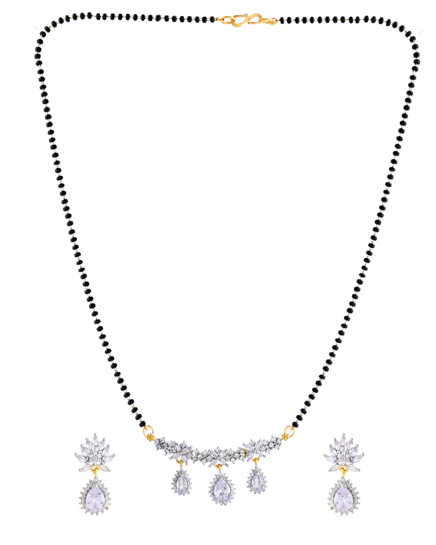 VOJ Gold Toned AD Stone Studded Tear Drop Design MangalSutra Set - Swadesiicart