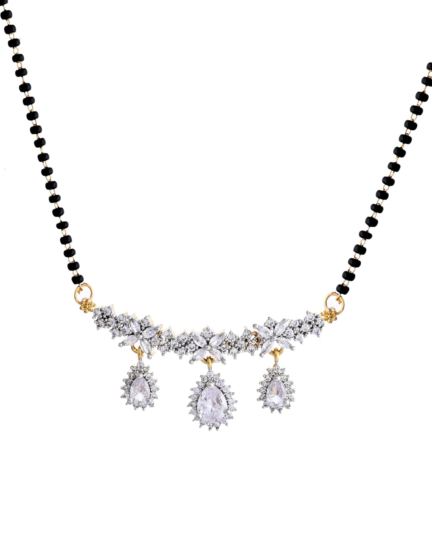 VOJ Gold Toned AD Stone Studded Tear Drop Design MangalSutra Set - Swadesiicart