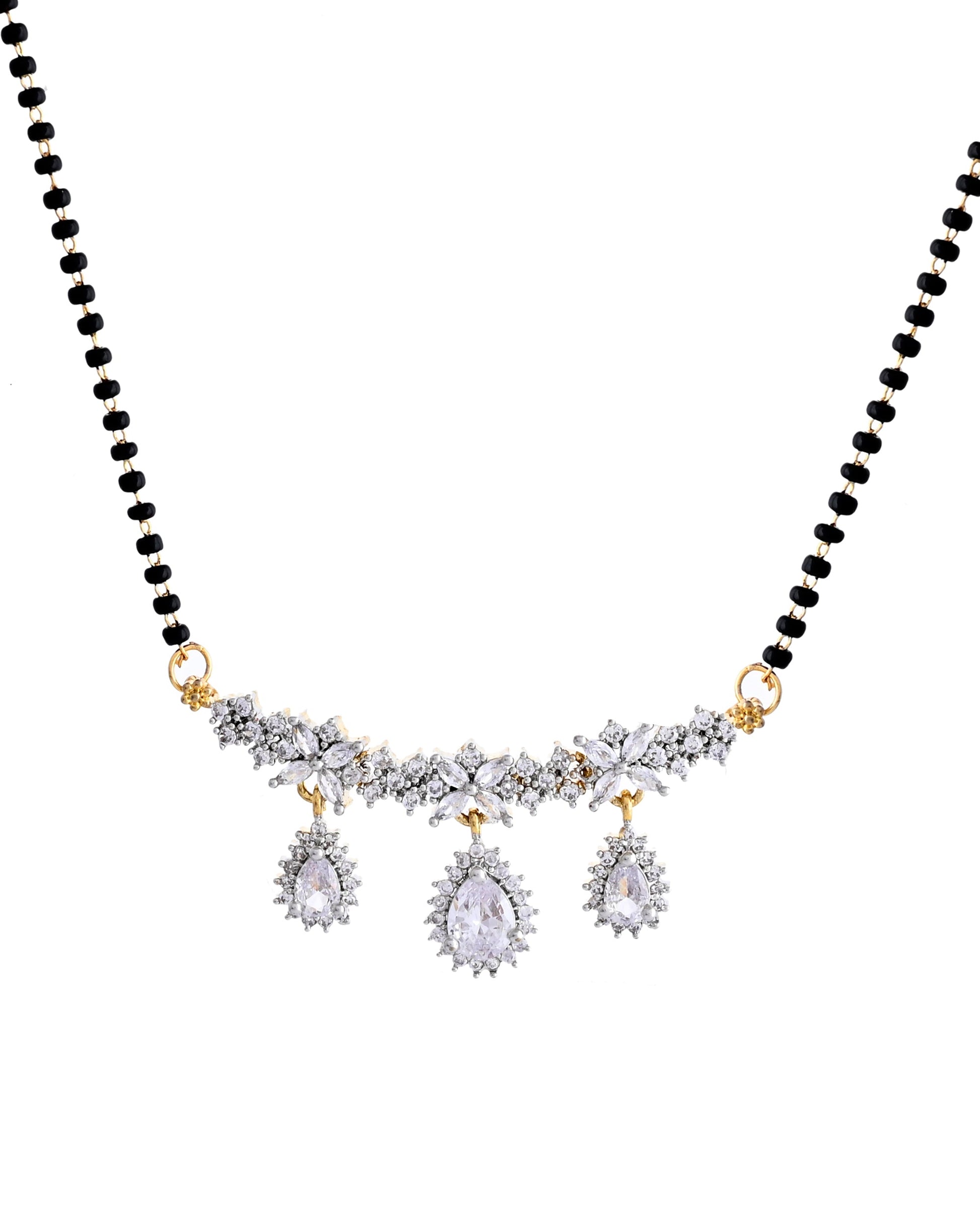 VOJ Gold Toned AD Stone Studded Tear Drop Design MangalSutra Set - Swadesiicart