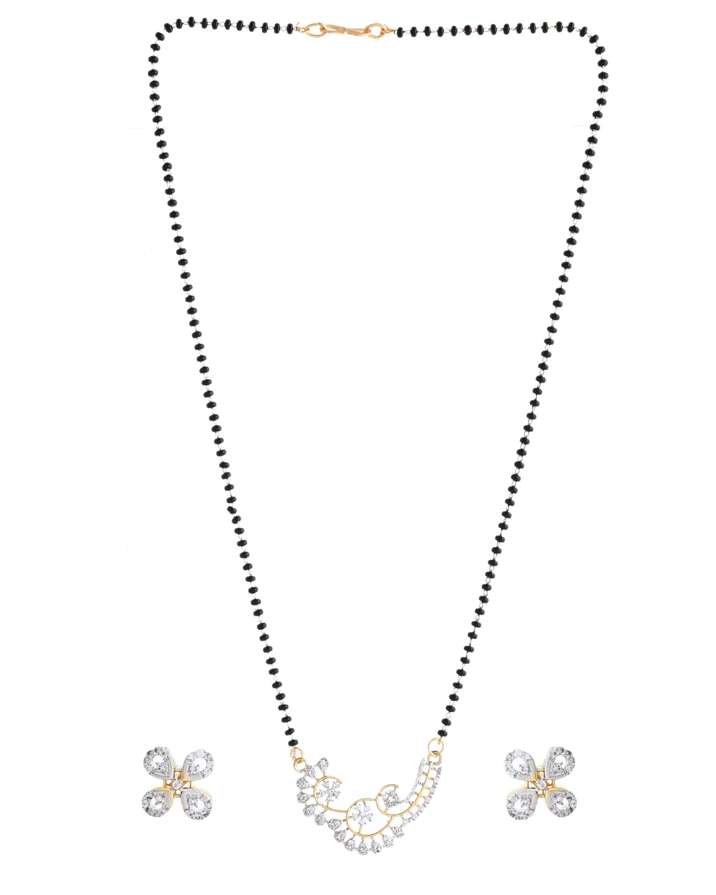 VOJ Gold-Polished Stylish AD Mangalsutra Set - Swadesiicart