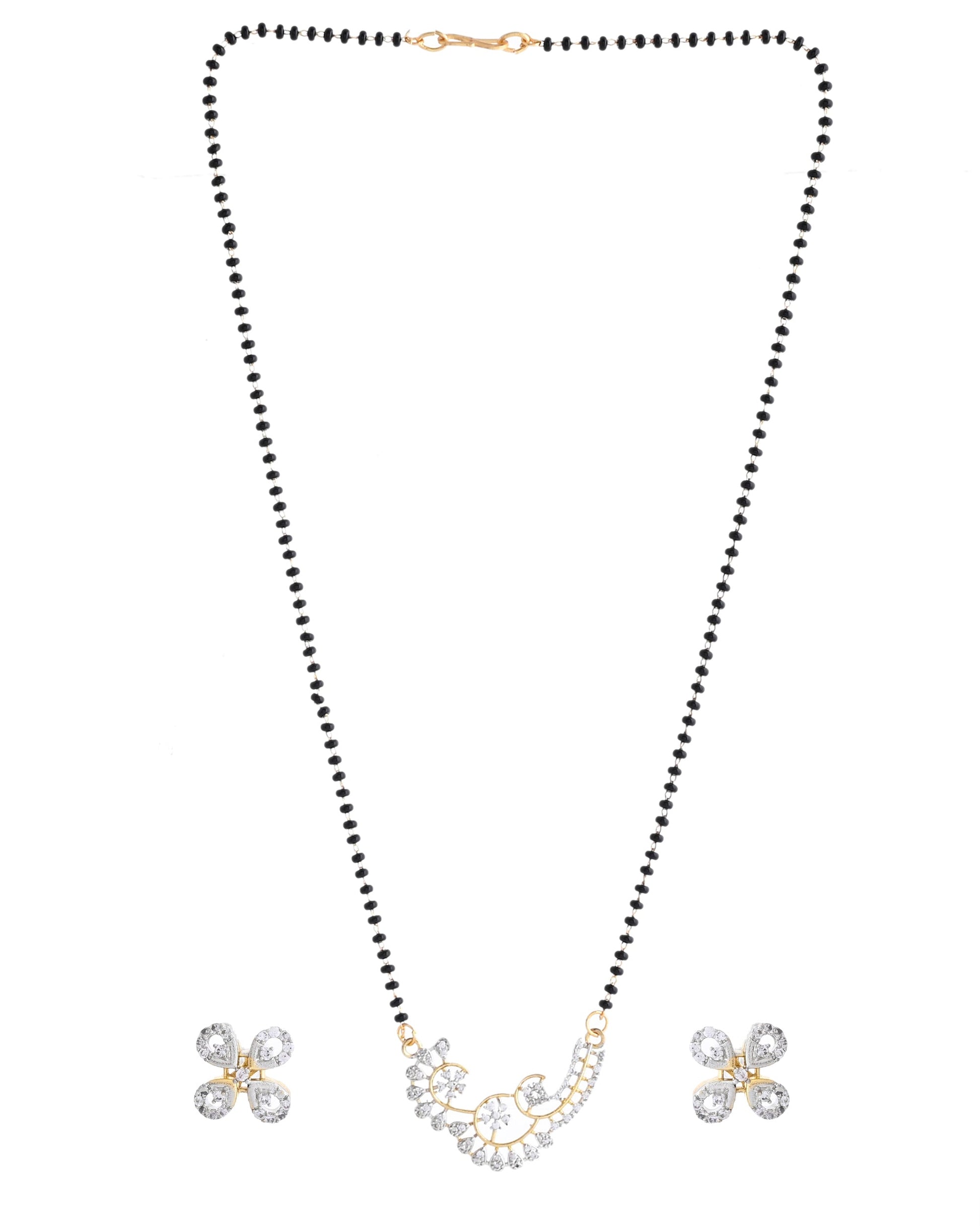 VOJ Gold-Polished Stylish AD Mangalsutra Set - Swadesiicart