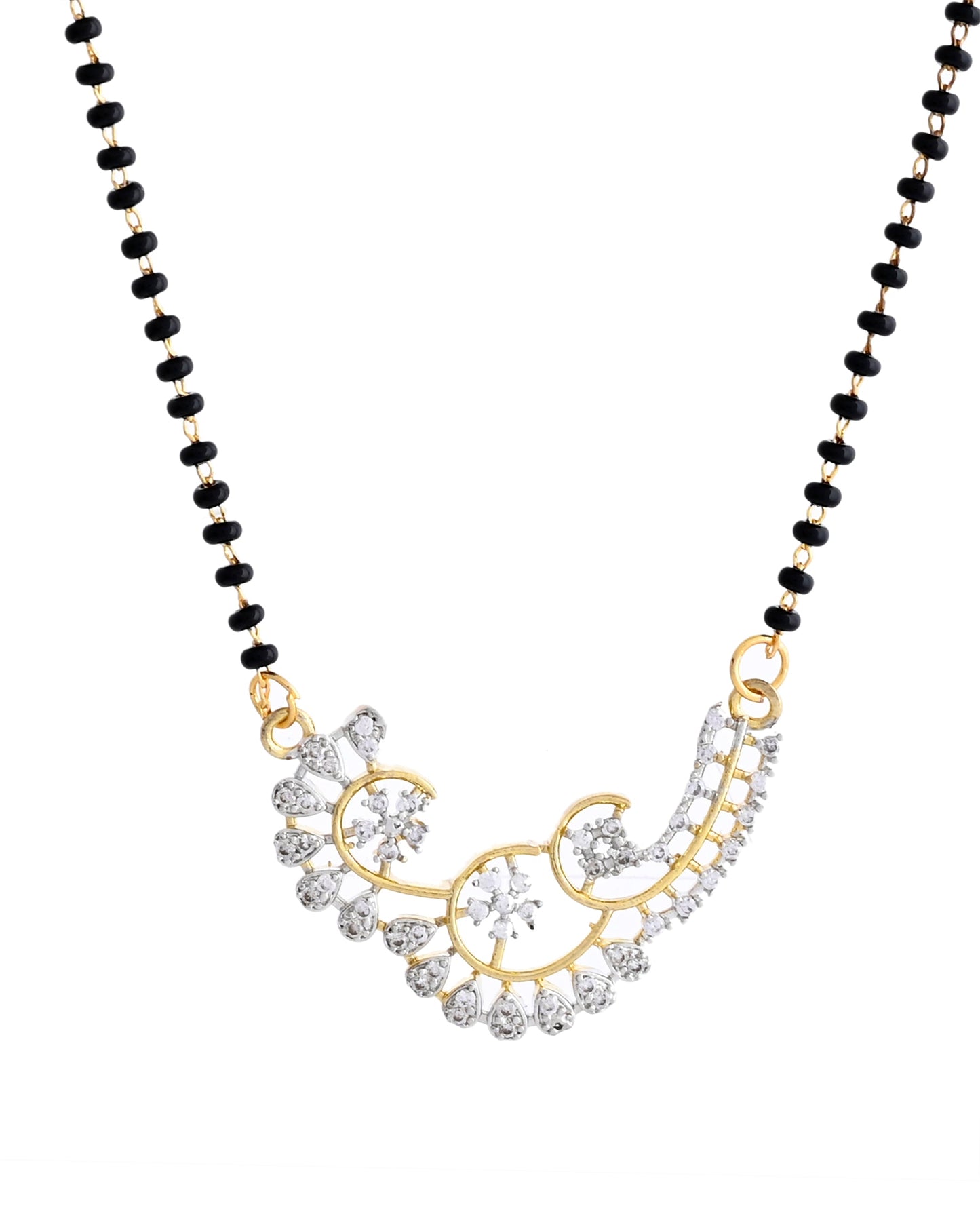 VOJ Gold-Polished Stylish AD Mangalsutra Set - Swadesiicart