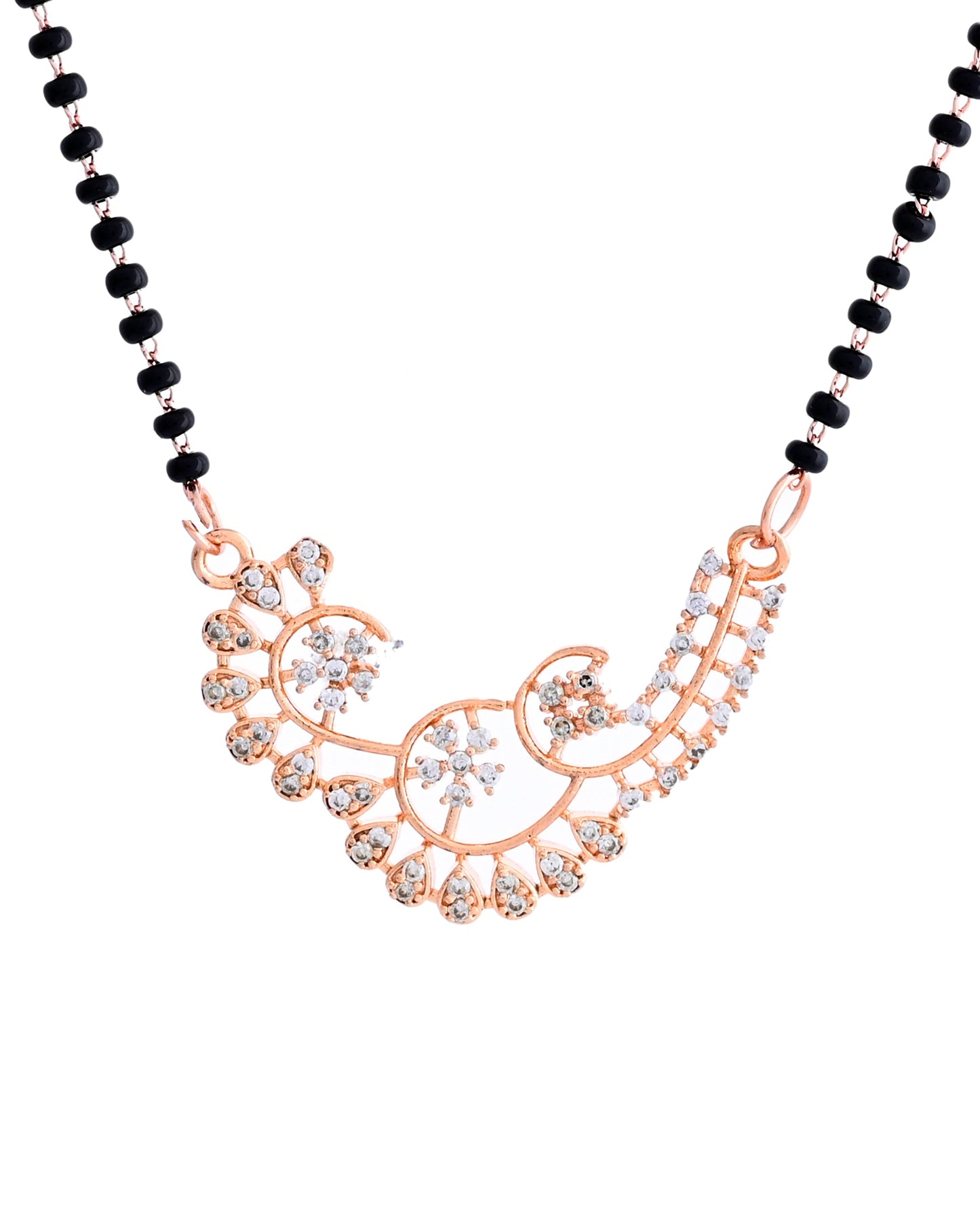 VOJ Rose Gold-Polished Stylish AD Mangalsutra Set - Swadesiicart