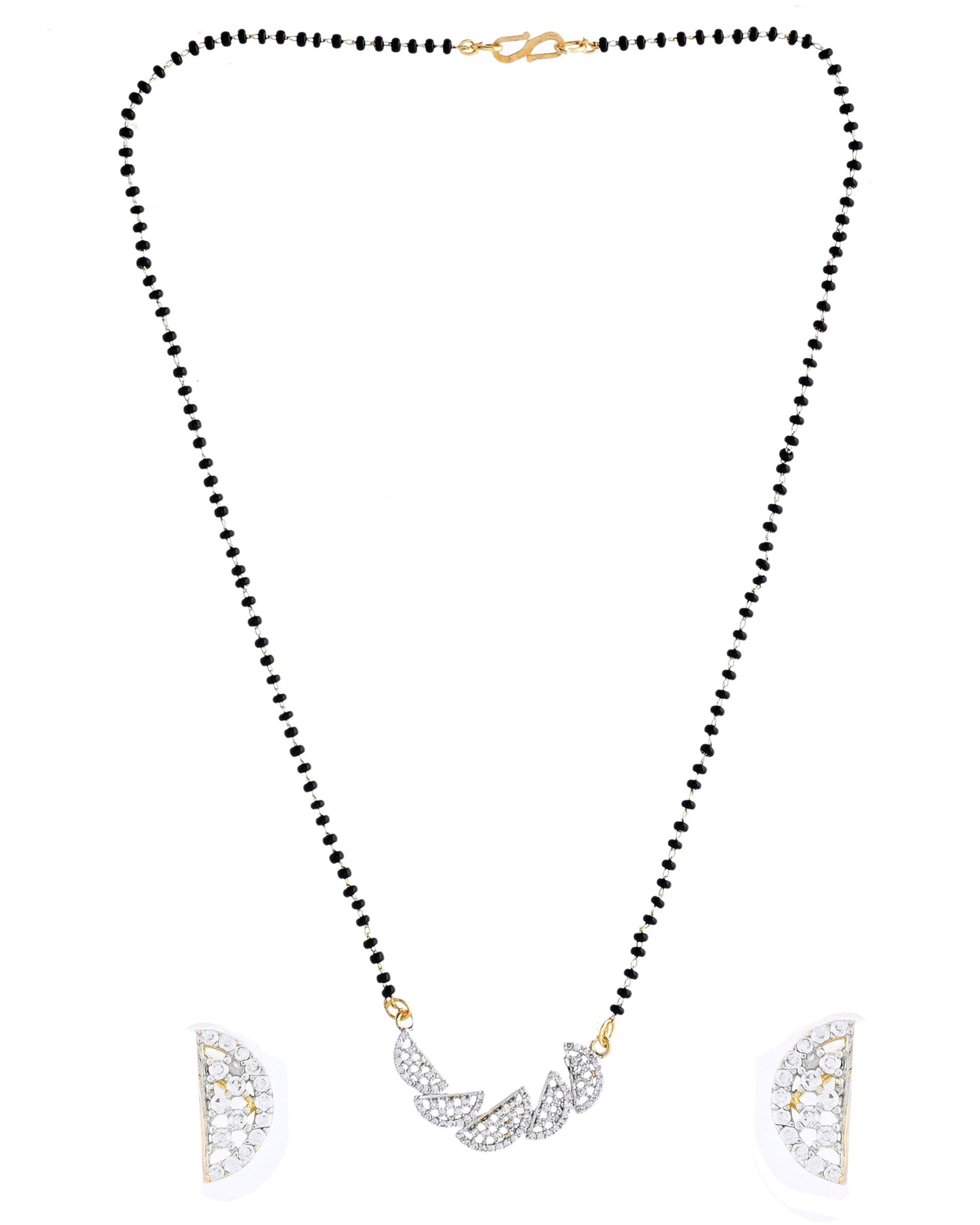 VOJ Gold-Polished Semi Circle Shape AD Mangalsutra Set - Swadesiicart