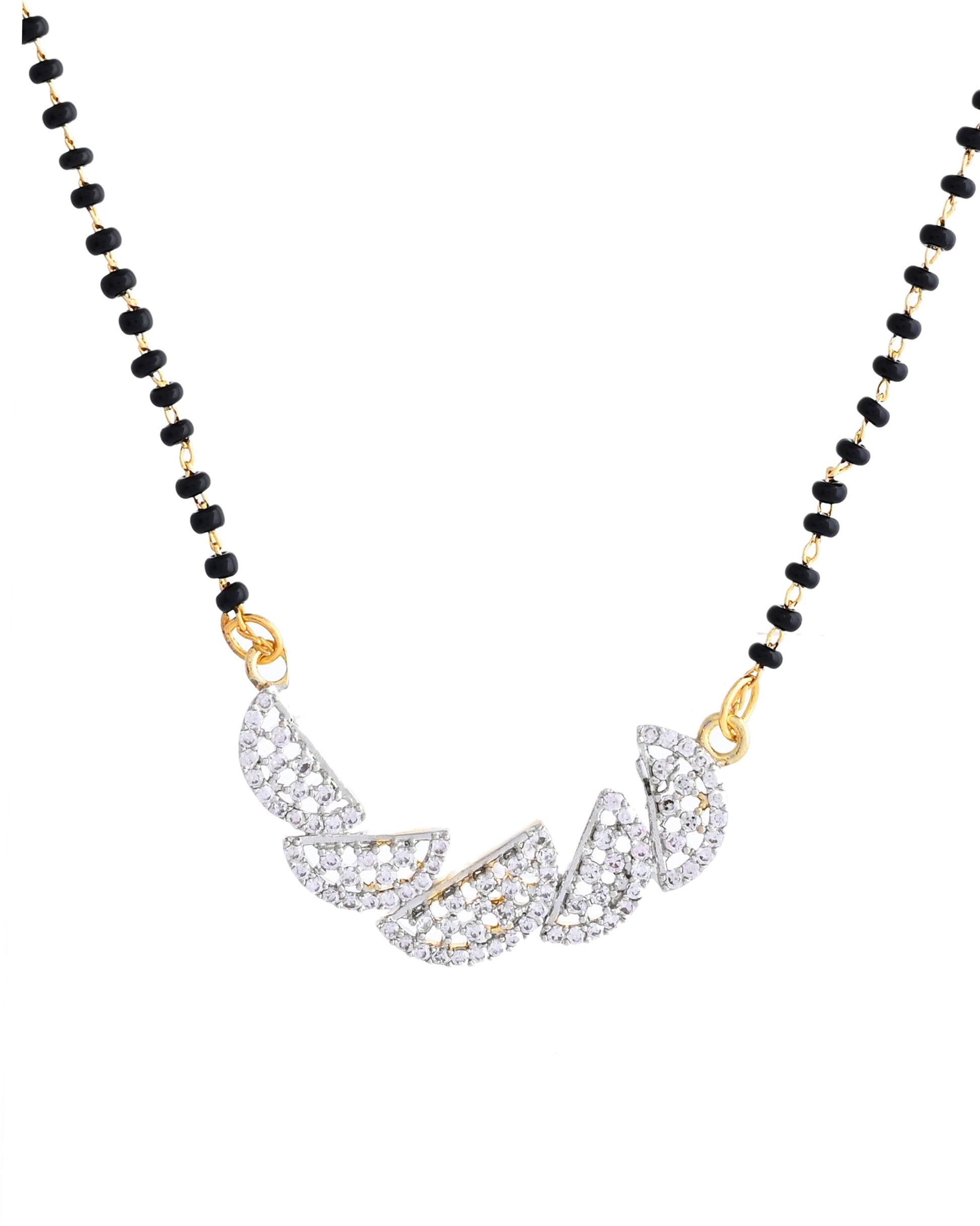 VOJ Gold-Polished Semi Circle Shape AD Mangalsutra Set - Swadesiicart