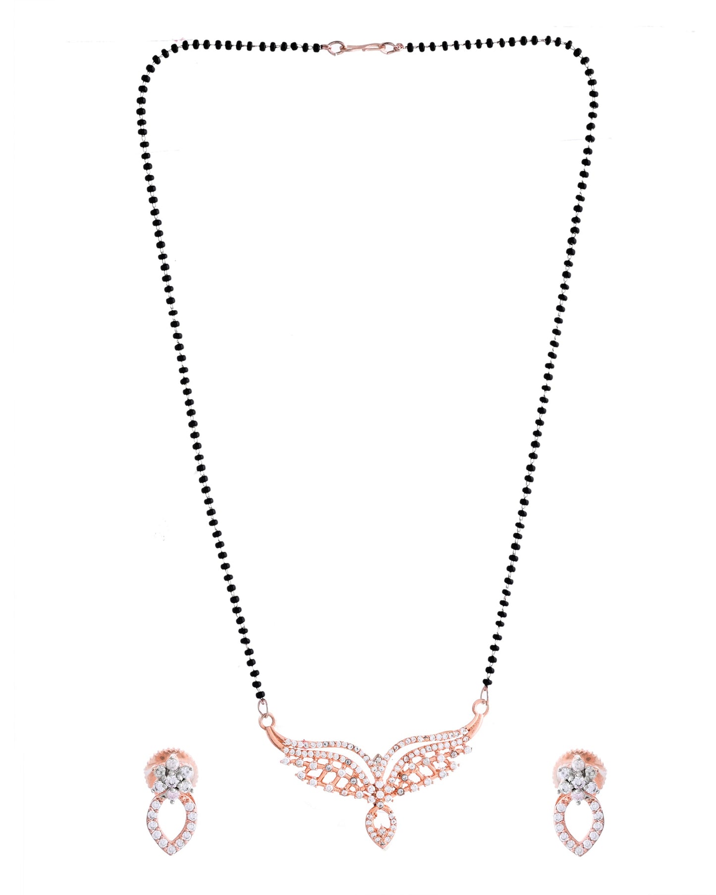 VOJ Rose Gold-Polished Elegent AD Mangalsutra Set - Swadesiicart