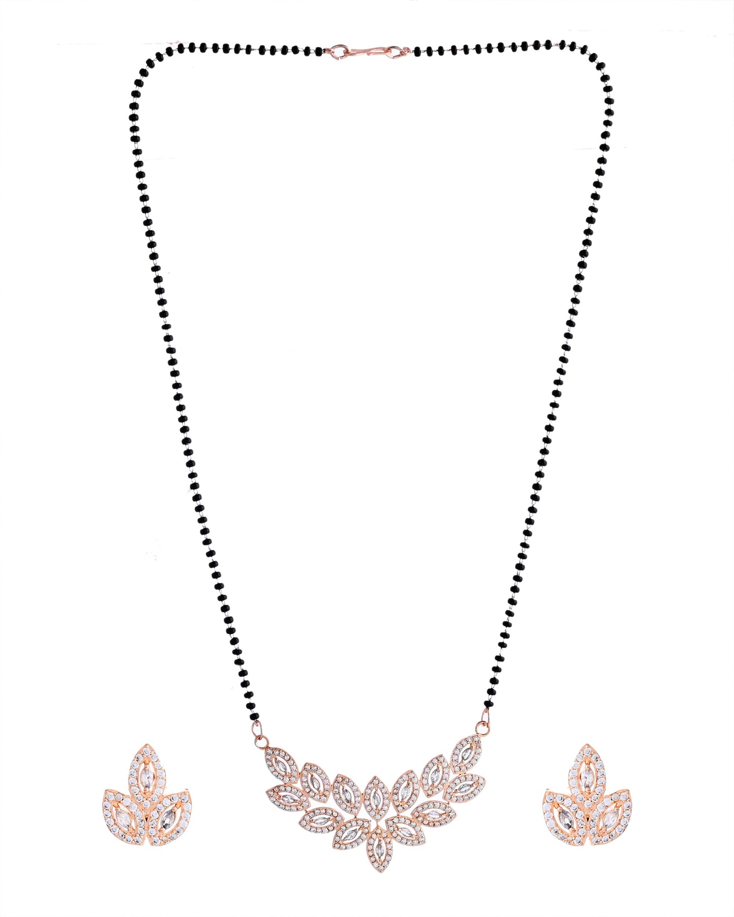 VOJ Gold-Polished Stylish Tear Drop AD Mangalsutra Set - Swadesiicart