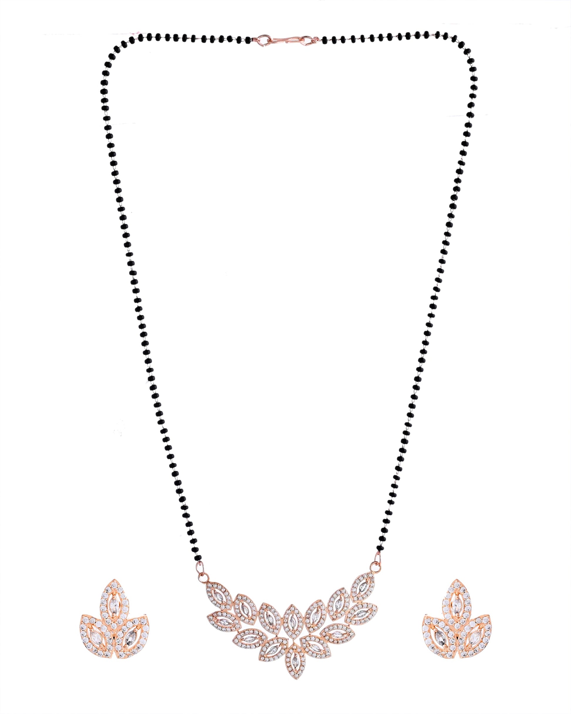 VOJ Gold-Polished Stylish Tear Drop AD Mangalsutra Set - Swadesiicart