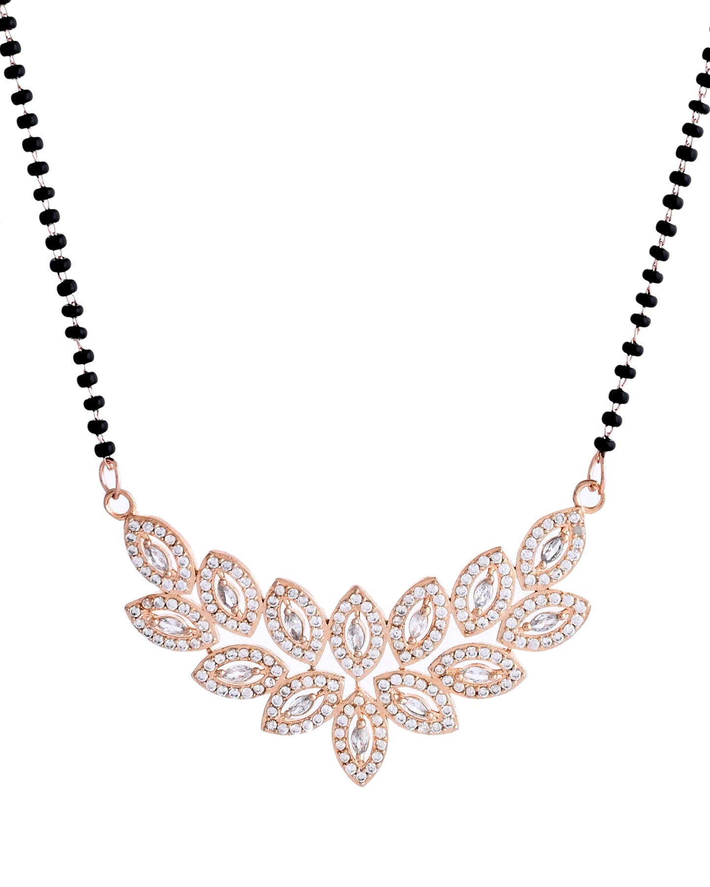 VOJ Gold-Polished Stylish Tear Drop AD Mangalsutra Set - Swadesiicart