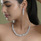 VOJ Silver Plated Mint Green Stone AD Jewellery Set - Swadesiicart