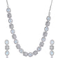 VOJ Silver Plated Mint Green Stone AD Jewellery Set - Swadesiicart