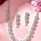 VOJ Silver Plated Mint Green Stone AD Jewellery Set - Swadesiicart
