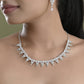 VOJ Silver Plated Mint Green Stone AD Necklace And Earrings Set - Swadesiicart