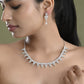 VOJ Silver Plated Mint Green Stone AD Necklace And Earrings Set - Swadesiicart