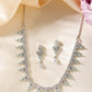 VOJ Silver Plated Mint Green Stone AD Necklace And Earrings Set - Swadesiicart