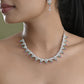 VOJ Silver Plated Green And Pink Stone AD Necklace And Earrings Set - Swadesiicart